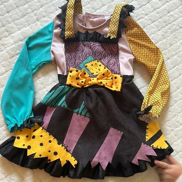Colorful Patchwork Kids Costume with Wig - Picture 2 of 7